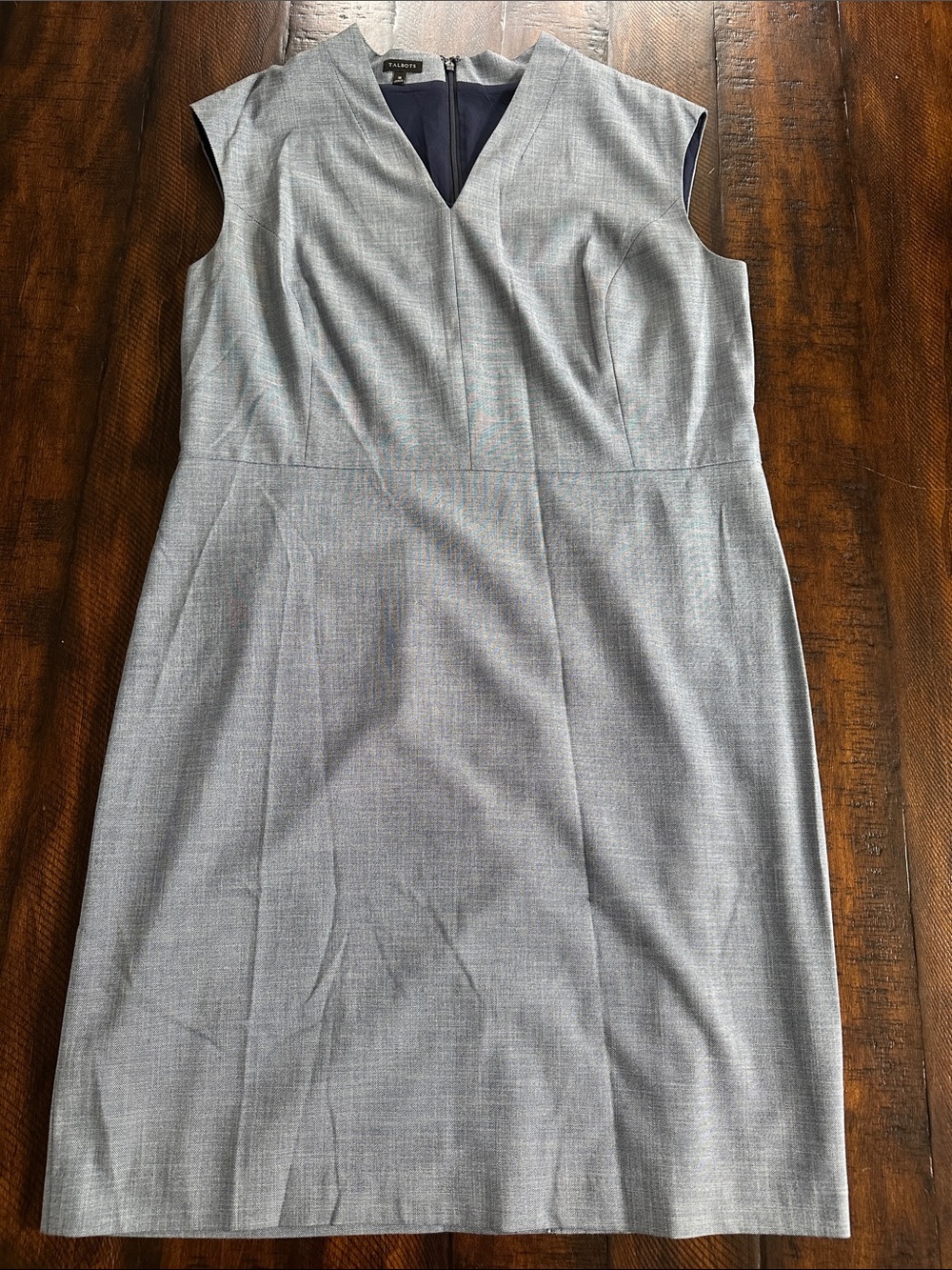 Talbots Light Gray Sleeveless V-Neck Sheath Dress